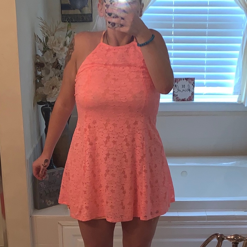 Hollister razor back straps dress w open back